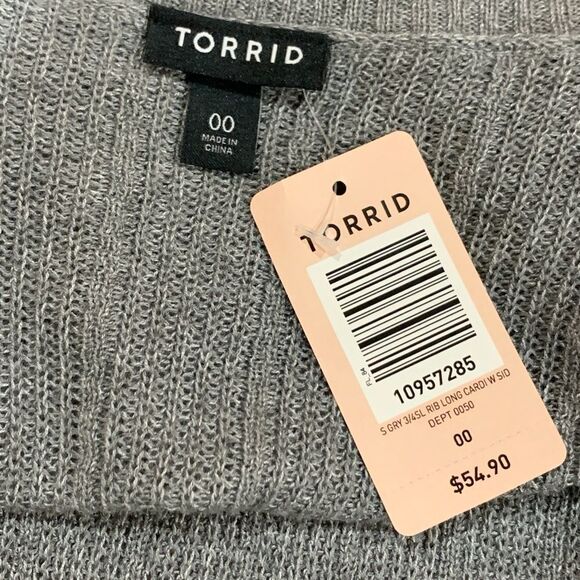 NWT Torrid longline cardigan sweater gray Sz 10 NEW - Picture 9 of 11